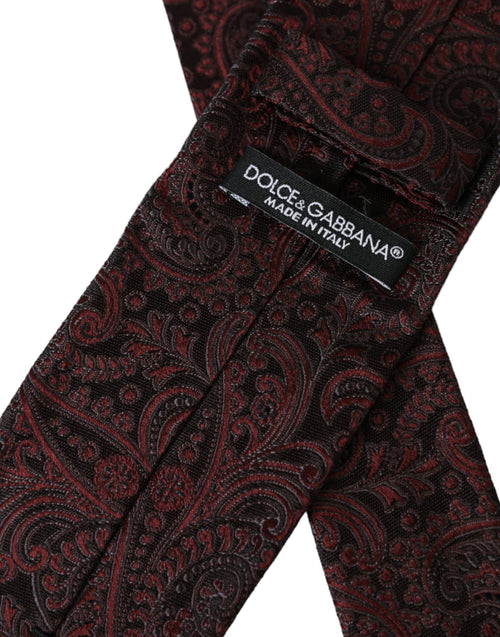 Dolce & Gabbana Bordeaux Patterned Silk Adjustable Men Tie - ClickThatClicks 