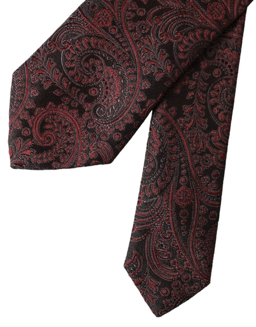 Dolce & Gabbana Bordeaux Patterned Silk Adjustable Men Tie - ClickThatClicks 