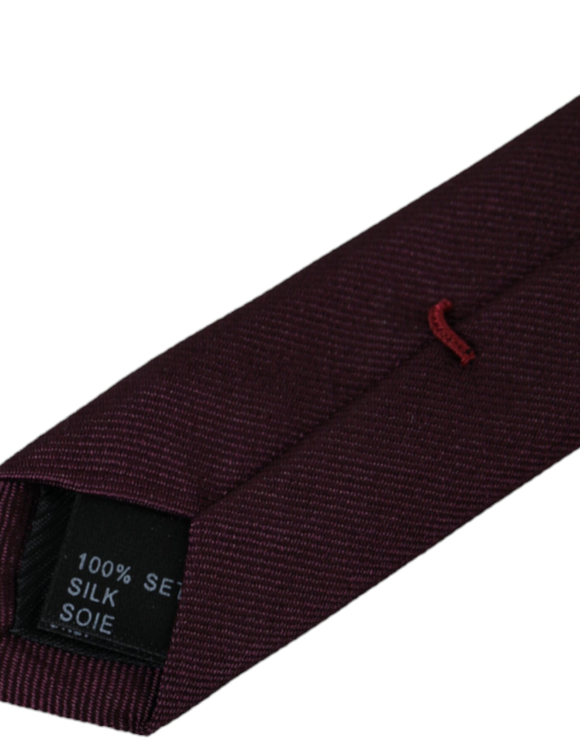 Dolce & Gabbana Bordeaux Solid 100% Silk Adjustable Men Tie - ClickThatClicks 