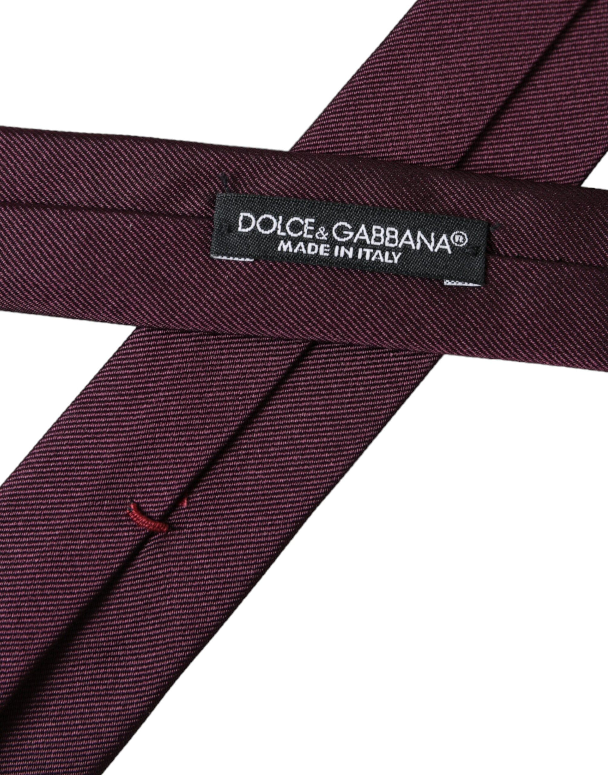 Dolce & Gabbana Bordeaux Solid 100% Silk Adjustable Men Tie - ClickThatClicks 