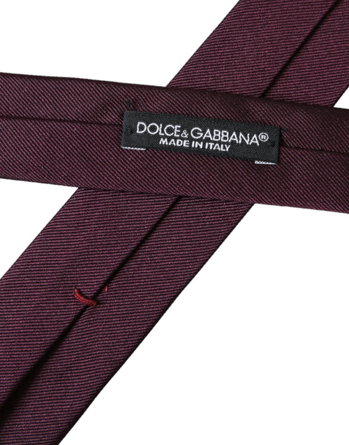 Dolce & Gabbana Bordeaux Solid 100% Silk Adjustable Men Tie - ClickThatClicks 