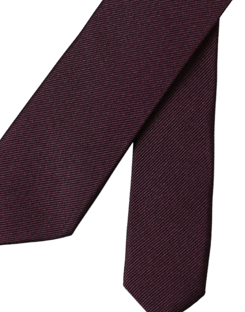 Dolce & Gabbana Bordeaux Solid 100% Silk Adjustable Men Tie - ClickThatClicks 
