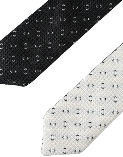Dolce & Gabbana Black White Patterned Adjustable Tie - ClickThatClicks 