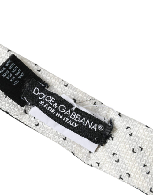 Dolce & Gabbana Black White Patterned Adjustable Tie - ClickThatClicks 