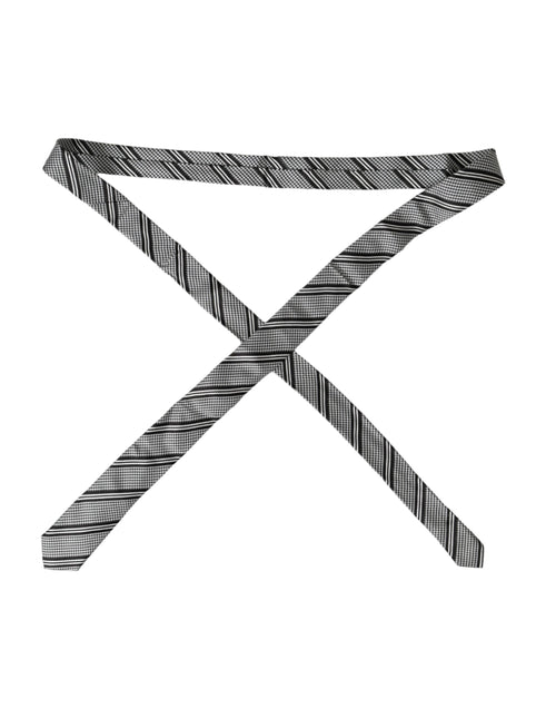 Dolce & Gabbana Black White Stripes Silk Adjustable Tie - ClickThatClicks 