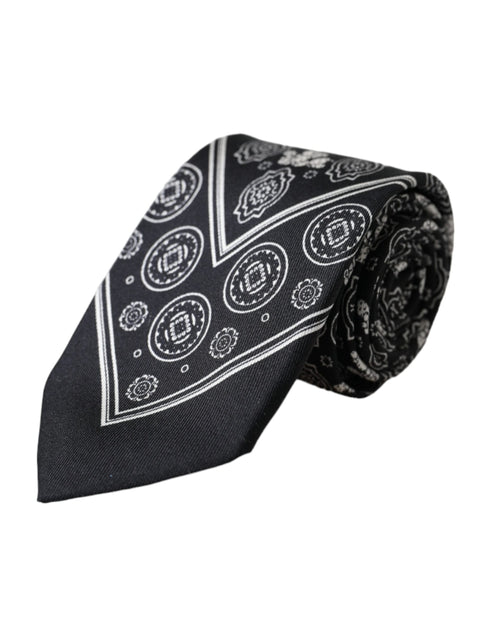 Dolce & Gabbana Black Patterned 100%Silk Adjustable Tie - ClickThatClicks 