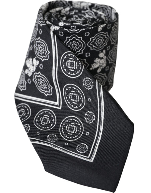 Dolce & Gabbana Black Patterned 100%Silk Adjustable Tie - ClickThatClicks 