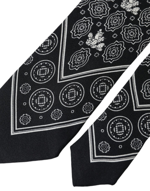 Dolce & Gabbana Black Patterned 100%Silk Adjustable Tie - ClickThatClicks 
