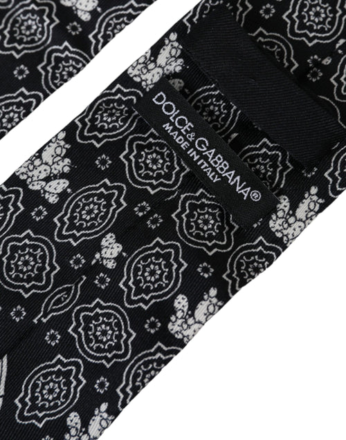 Dolce & Gabbana Black Patterned 100%Silk Adjustable Tie - ClickThatClicks 