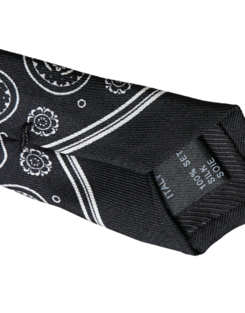 Dolce & Gabbana Black Patterned 100%Silk Adjustable Tie - ClickThatClicks 