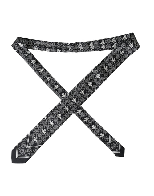 Dolce & Gabbana Black Patterned 100%Silk Adjustable Tie - ClickThatClicks 