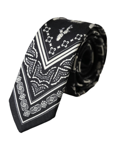 Dolce & Gabbana Black Patterned 100%Silk Adjustable Tie - ClickThatClicks 