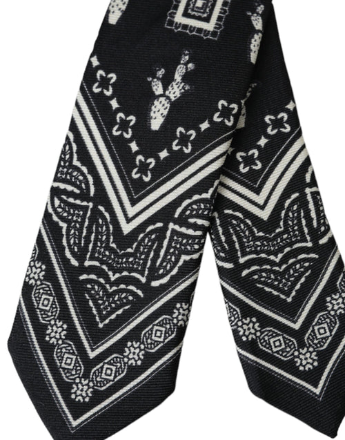 Dolce & Gabbana Black Patterned 100%Silk Adjustable Tie - ClickThatClicks 