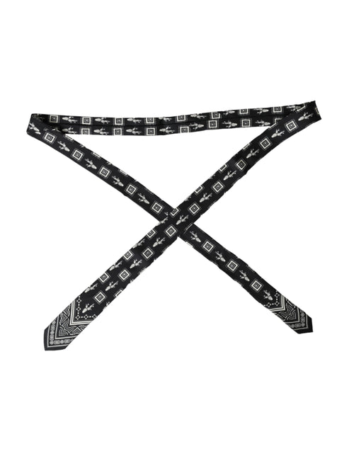 Dolce & Gabbana Black Patterned 100%Silk Adjustable Tie - ClickThatClicks 
