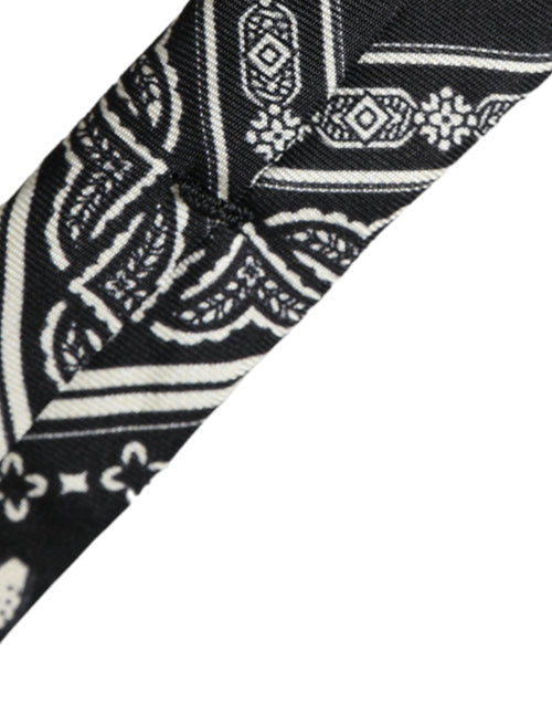 Dolce & Gabbana Black Patterned 100%Silk Adjustable Tie - ClickThatClicks 
