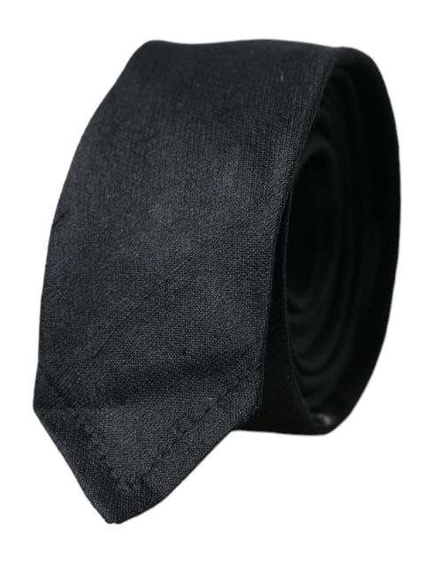 Dolce & Gabbana Black Solid 100% Silk Adjustable Tie - ClickThatClicks 