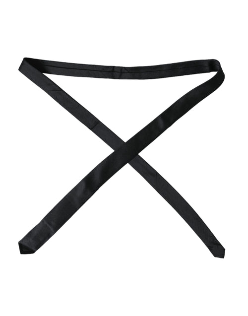 Dolce & Gabbana Black Solid 100% Silk Adjustable Tie - ClickThatClicks 