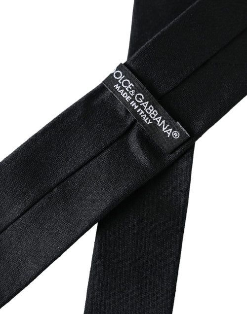 Dolce & Gabbana Black Solid 100% Silk Adjustable Tie - ClickThatClicks 