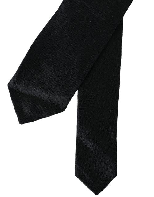 Dolce & Gabbana Black Solid 100% Silk Adjustable Tie - ClickThatClicks 
