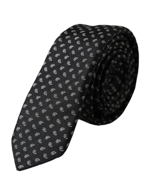 Dolce & Gabbana Black Jacquard Patterned Silk Adjustable Men Tie - ClickThatClicks 