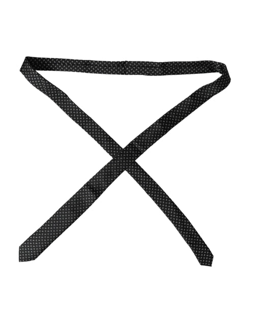 Dolce & Gabbana Black Jacquard Patterned Silk Adjustable Men Tie - ClickThatClicks 