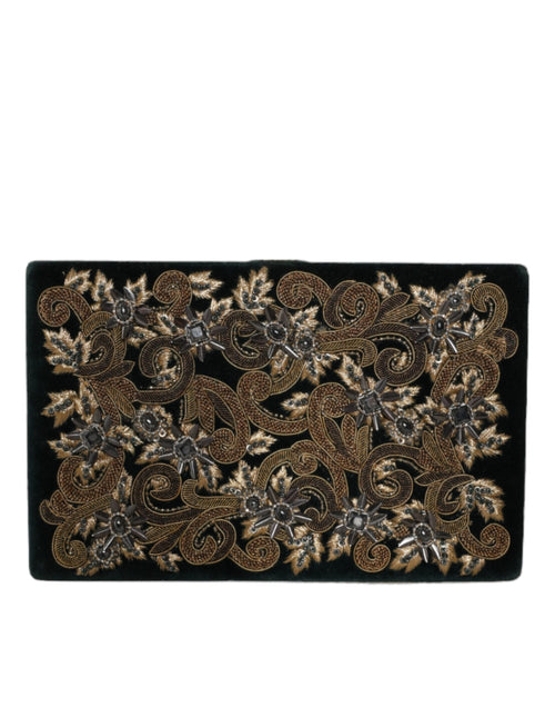 Dolce & Gabbana Black Velvet Gold Frame Clutch Evening Party Purse Bag - ClickThatClicks 
