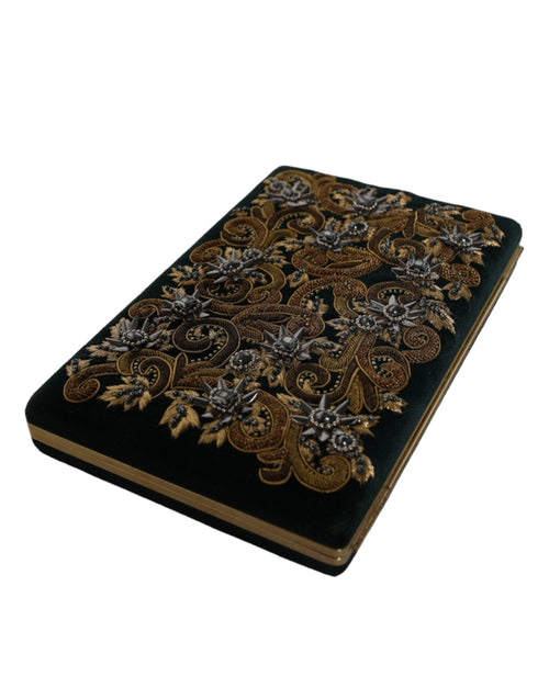 Dolce & Gabbana Black Velvet Gold Frame Clutch Evening Party Purse Bag - ClickThatClicks 