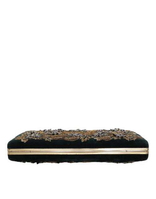 Dolce & Gabbana Black Velvet Gold Frame Clutch Evening Party Purse Bag - ClickThatClicks 