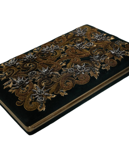 Dolce & Gabbana Black Velvet Gold Frame Clutch Evening Party Purse Bag - ClickThatClicks 