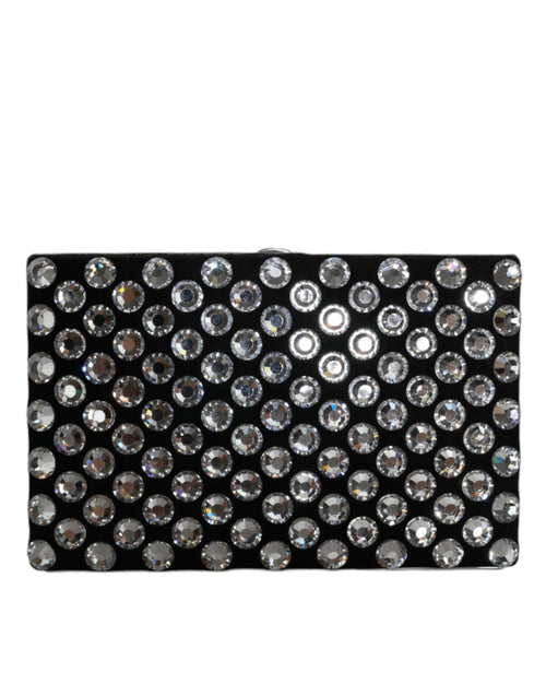 Dolce & Gabbana Black Velvet Crystal Clutch Evening Party Purse Bag - ClickThatClicks 