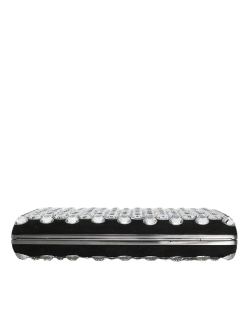 Dolce & Gabbana Black Velvet Crystal Clutch Evening Party Purse Bag - ClickThatClicks 