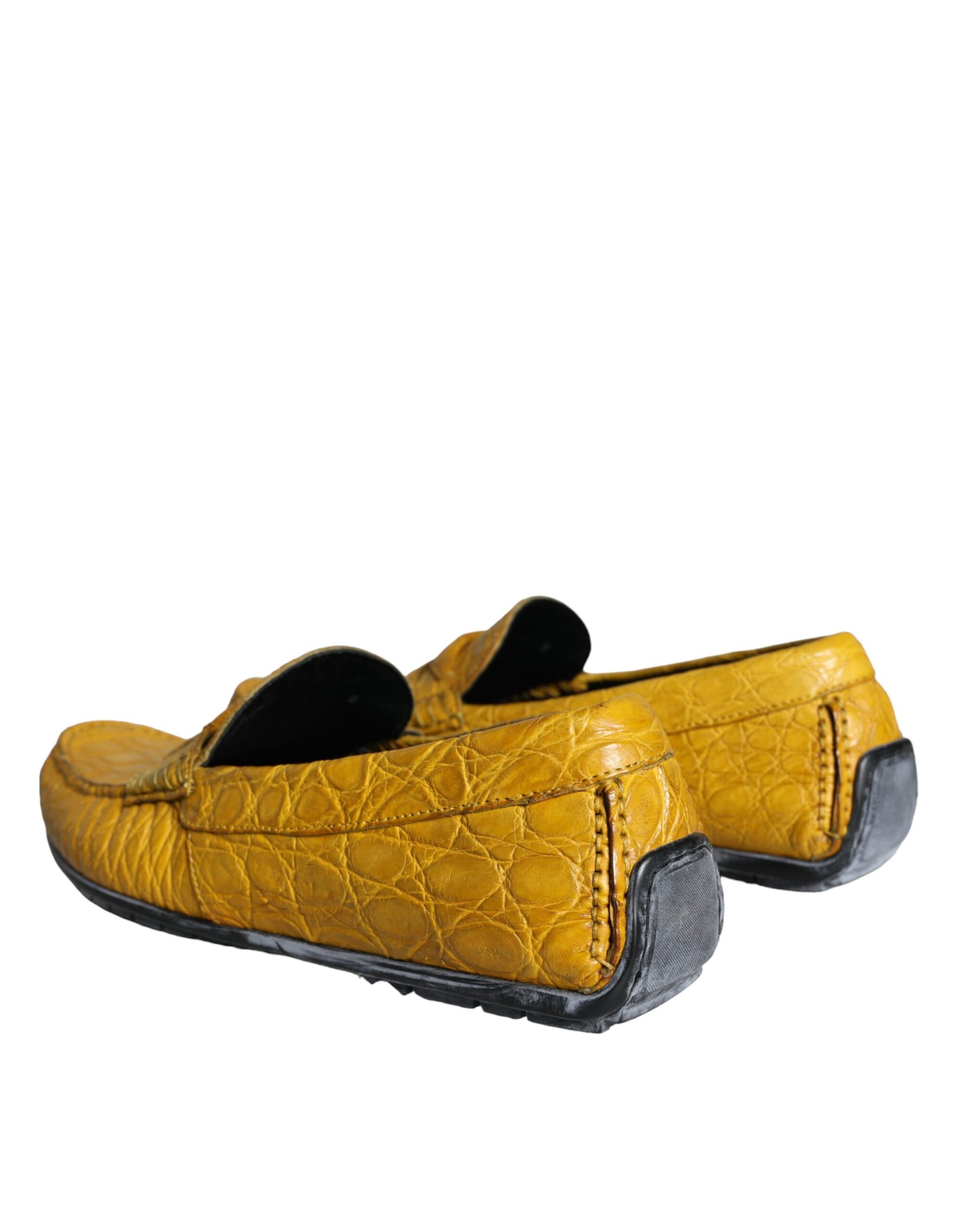 Dolce & Gabbana Yellow Leather Slip Mocassin Loafers Shoes - ClickThatClicks 