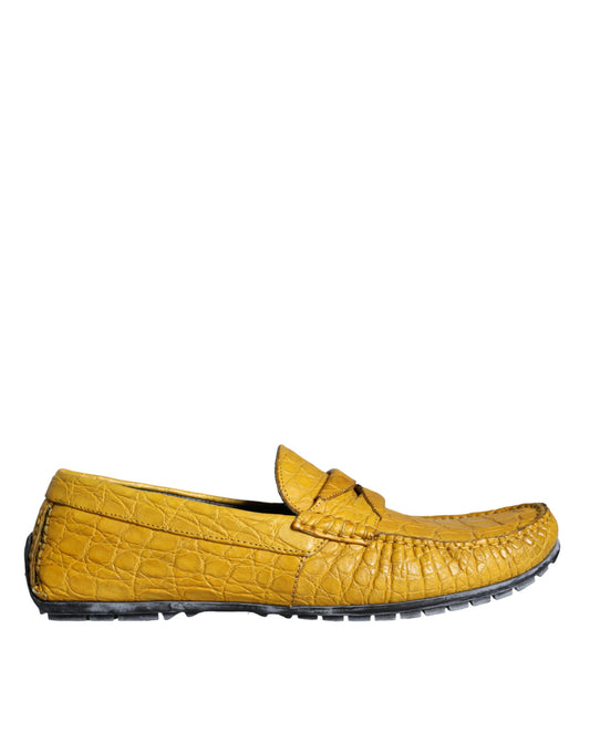 Dolce & Gabbana Yellow Leather Slip Mocassin Loafers Shoes - ClickThatClicks 