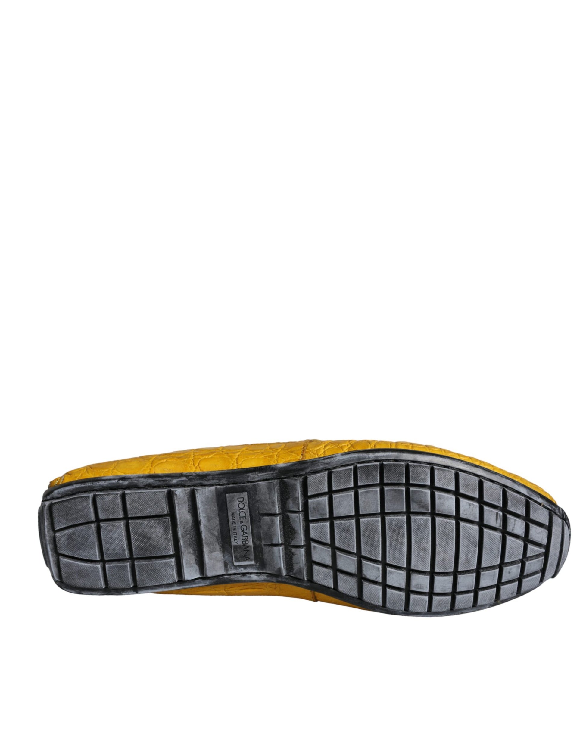 Dolce & Gabbana Yellow Leather Slip Mocassin Loafers Shoes - ClickThatClicks 