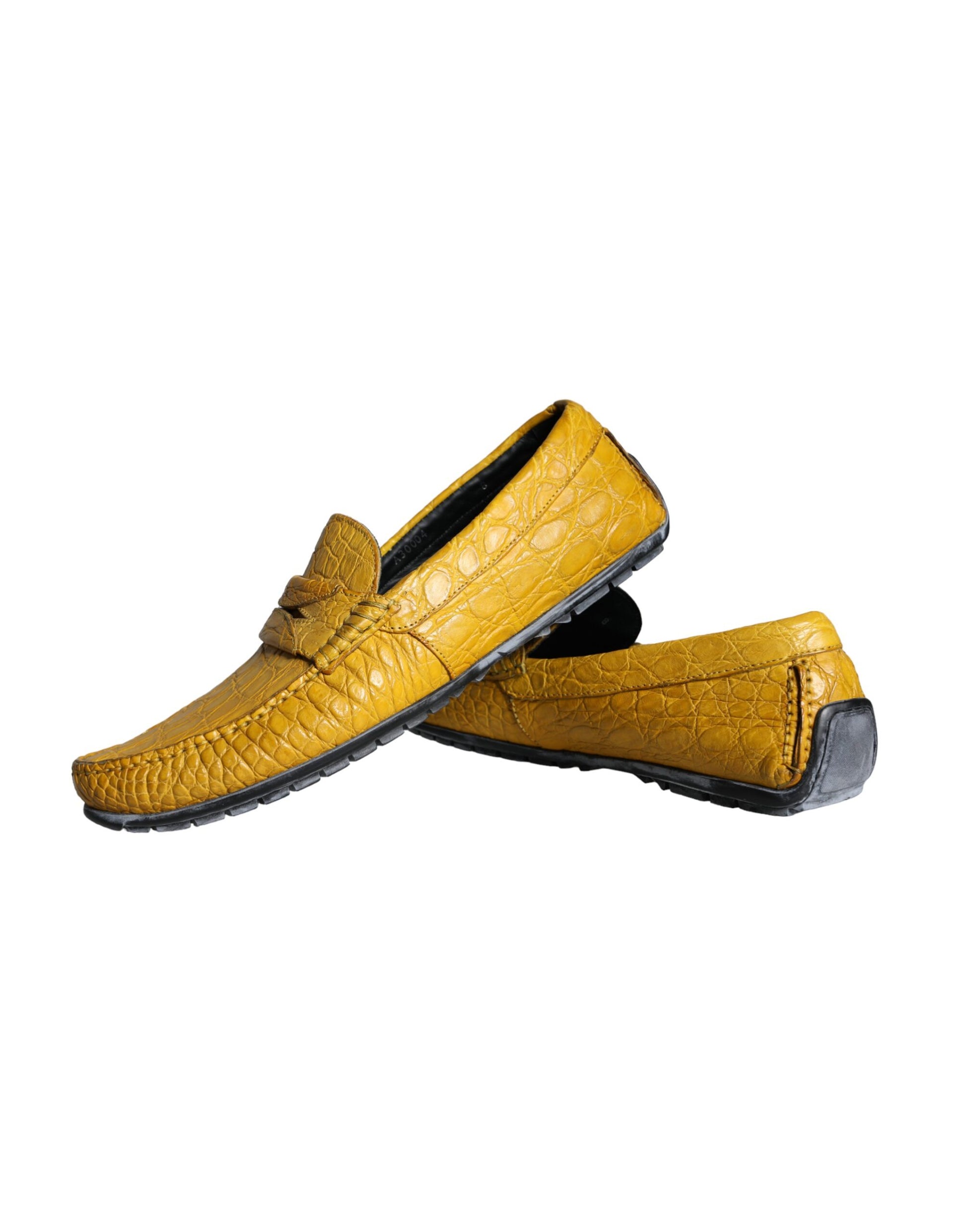 Dolce & Gabbana Yellow Leather Slip Mocassin Loafers Shoes - ClickThatClicks 