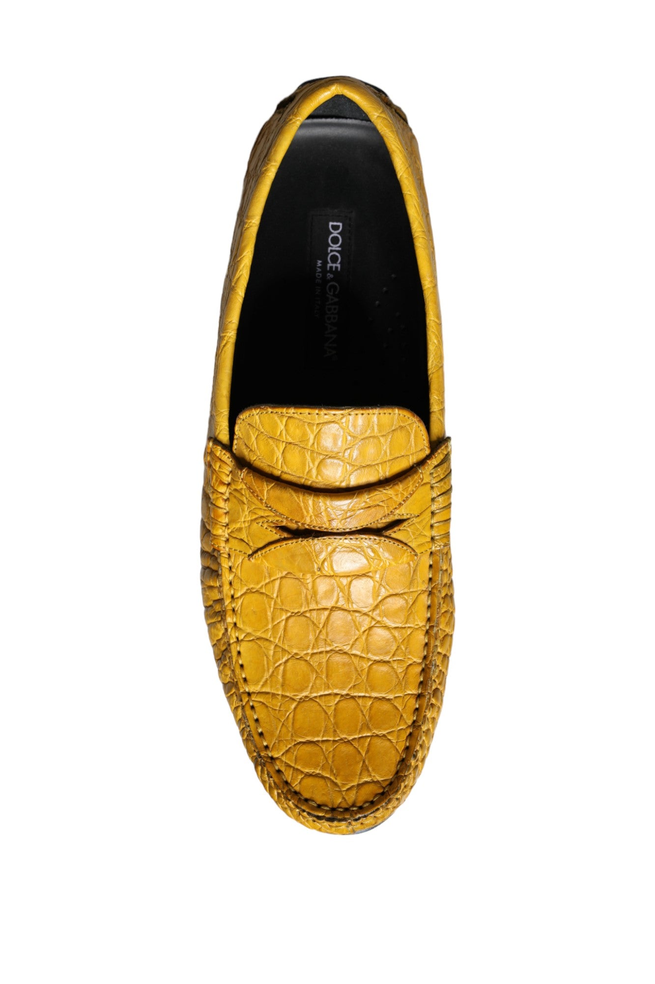 Dolce & Gabbana Yellow Leather Slip Mocassin Loafers Shoes - ClickThatClicks 