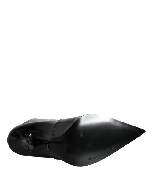Dolce & Gabbana Black Patent Leather Pointed Ankle Boots Shoes - ClickThatClicks 