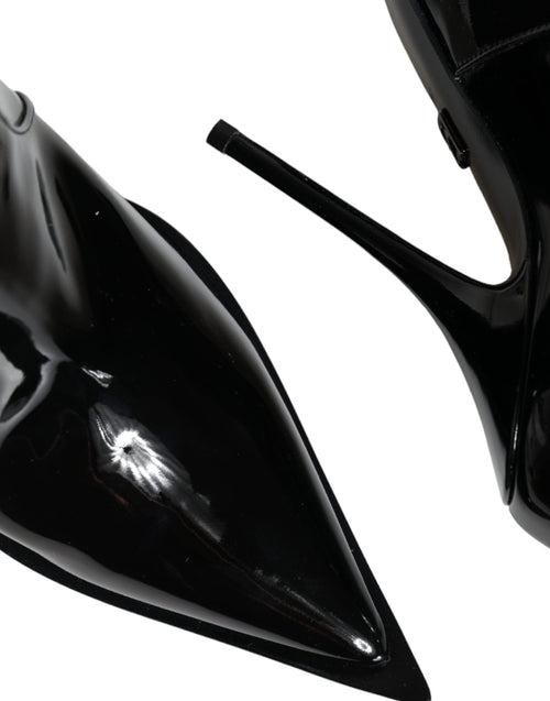 Dolce & Gabbana Black Patent Leather Pointed Ankle Boots Shoes - ClickThatClicks 