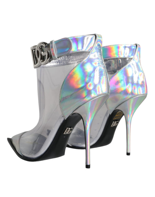 Dolce & Gabbana Silver Iridescent PVC Pointed Short Boots Shoes - ClickThatClicks 