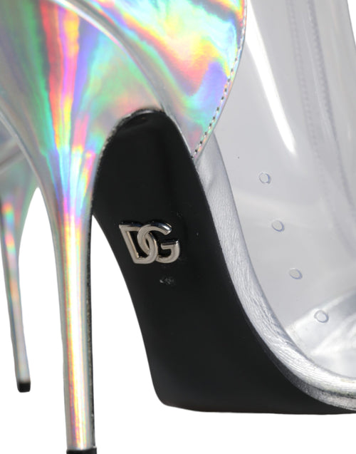 Dolce & Gabbana Silver Iridescent PVC Pointed Short Boots Shoes - ClickThatClicks 
