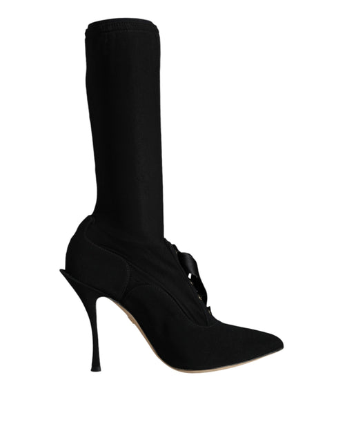Dolce & Gabbana Black Stiletto Heels Mid Calf Boots Shoes - ClickThatClicks 