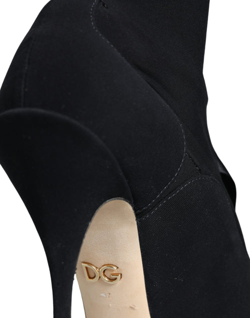Dolce & Gabbana Black Stiletto Heels Mid Calf Boots Shoes - ClickThatClicks 