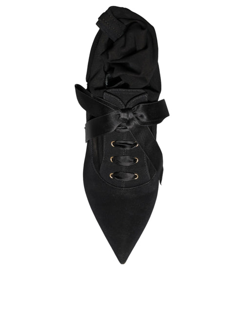 Dolce & Gabbana Black Stiletto Heels Mid Calf Boots Shoes - ClickThatClicks 