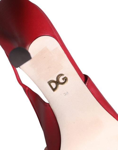 Dolce & Gabbana Red Devotion Leather Heels Slingback Shoes - ClickThatClicks 