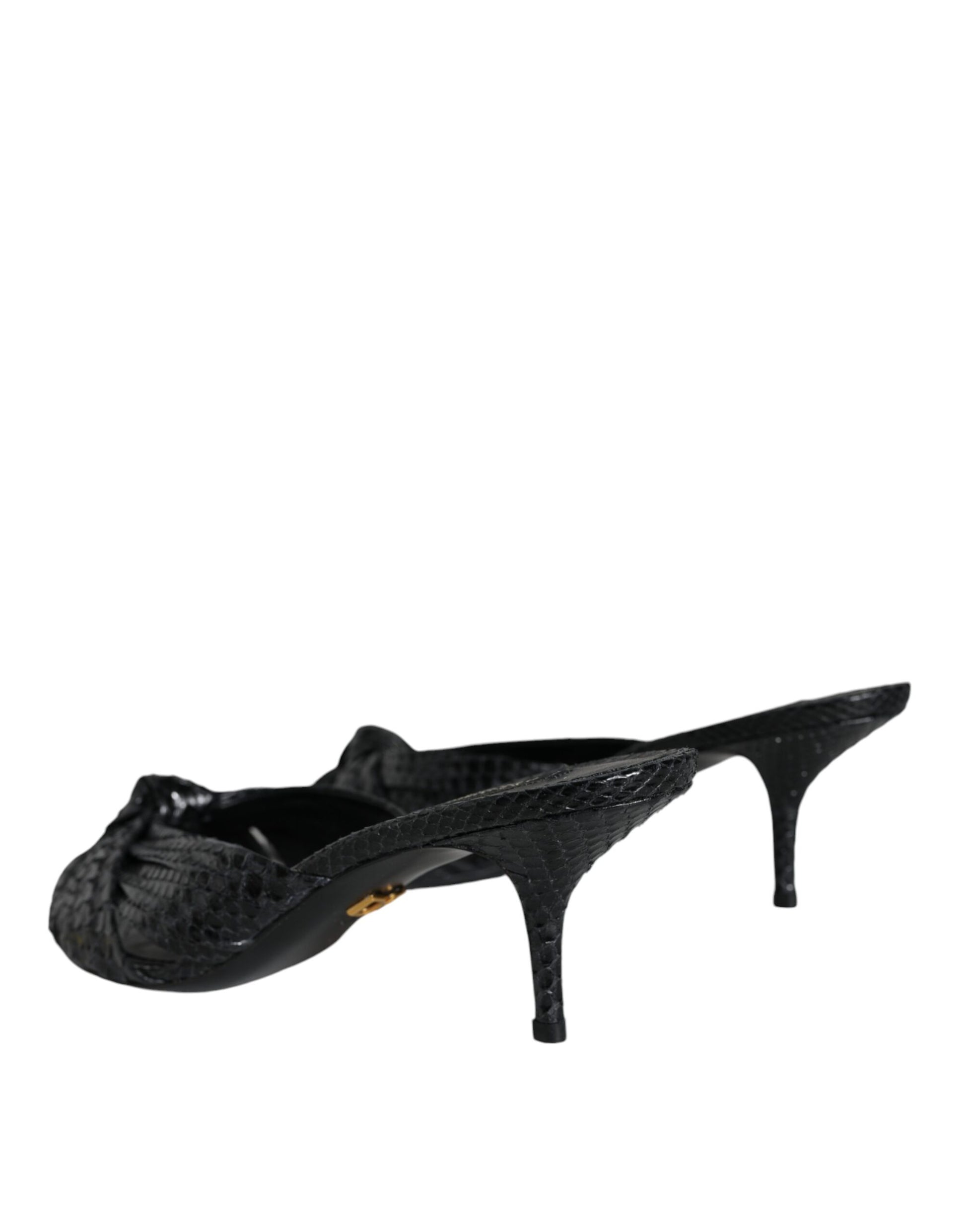 Dolce & Gabbana Black Leather Heels Slides Sandals Shoes - ClickThatClicks 