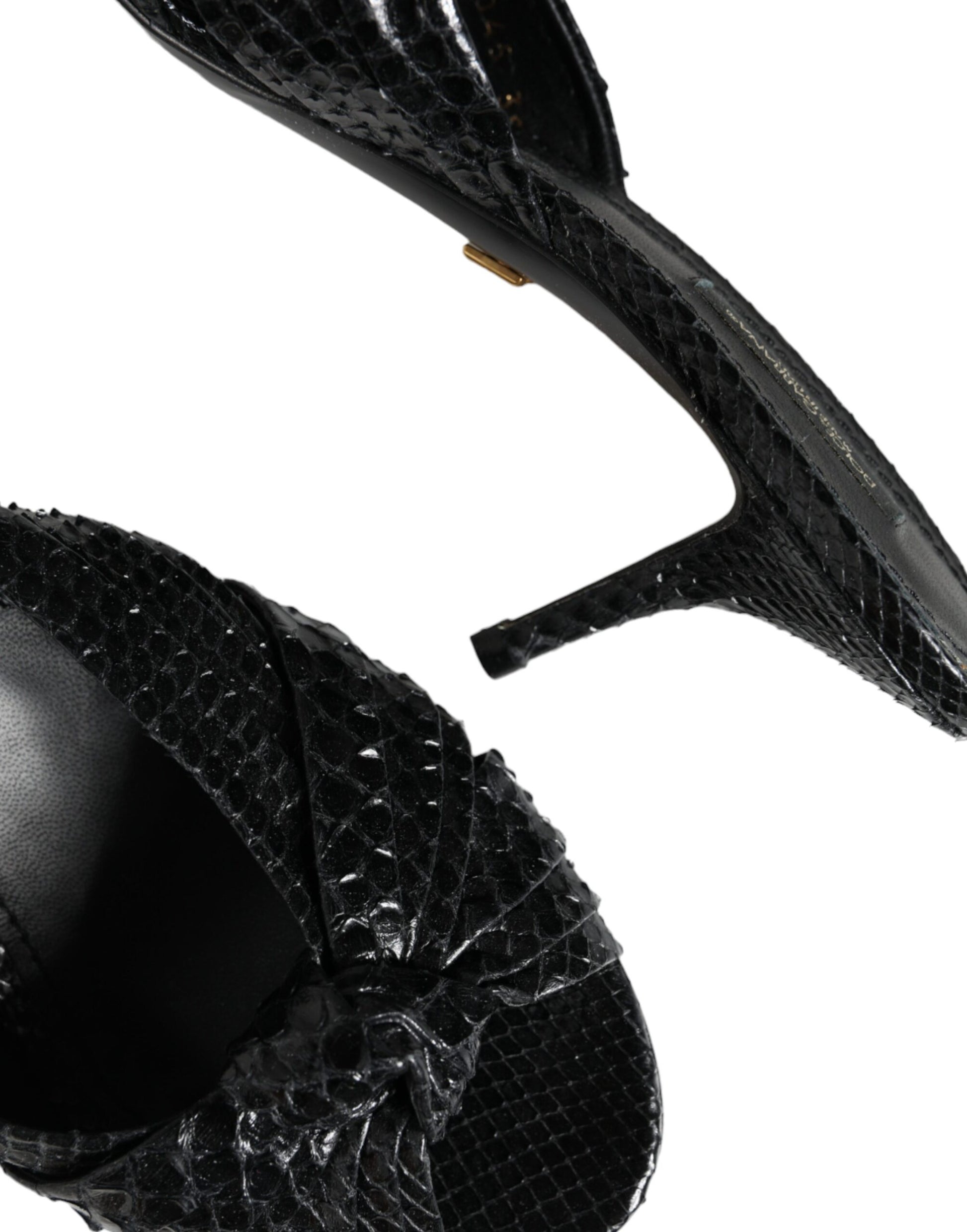 Dolce & Gabbana Black Leather Heels Slides Sandals Shoes - ClickThatClicks 