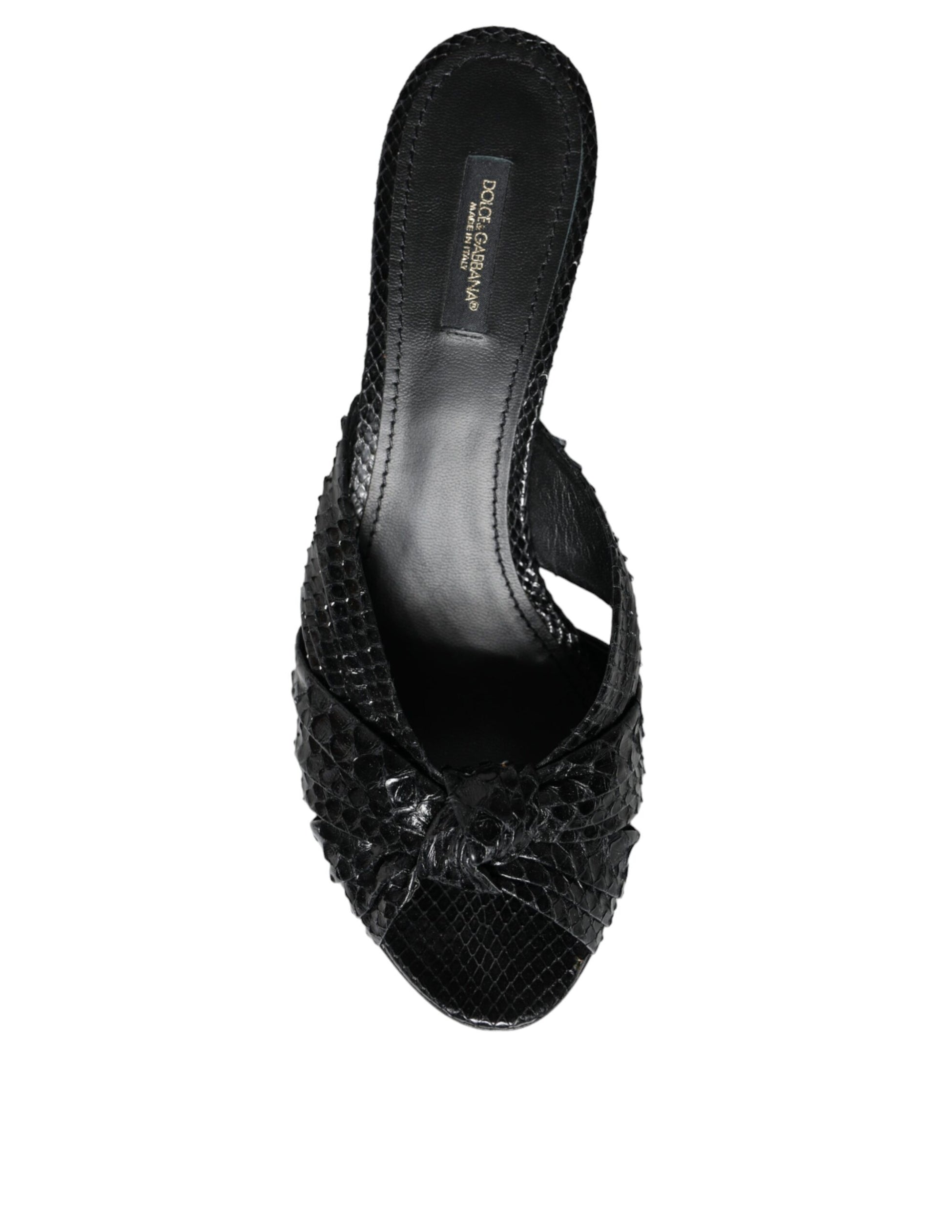 Dolce & Gabbana Black Leather Heels Slides Sandals Shoes - ClickThatClicks 