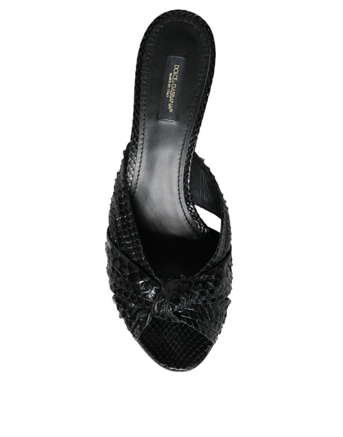 Dolce & Gabbana Black Leather Heels Slides Sandals Shoes - ClickThatClicks 