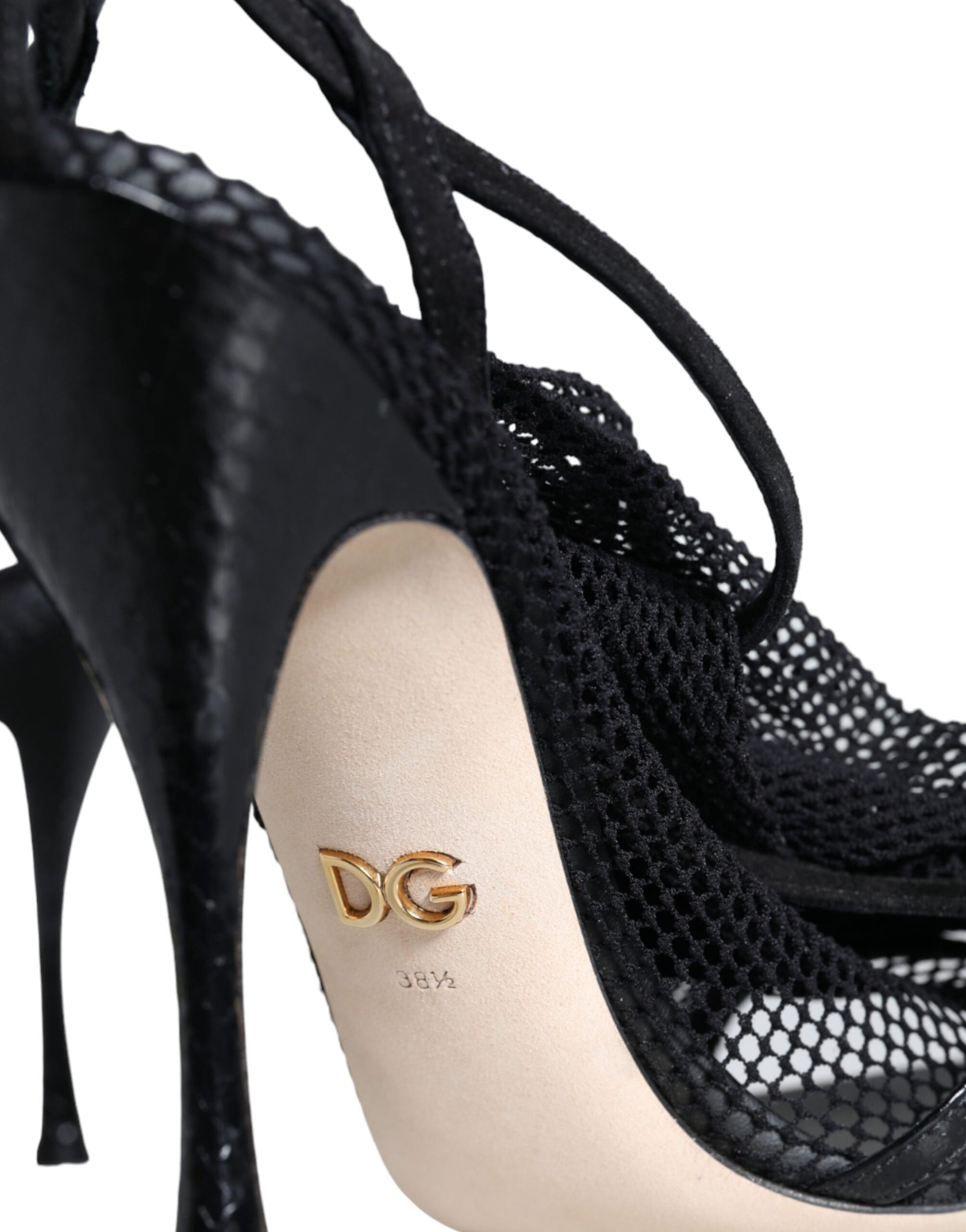 Dolce & Gabbana Black Mesh Stiletto Heels Sandals Shoes - ClickThatClicks 