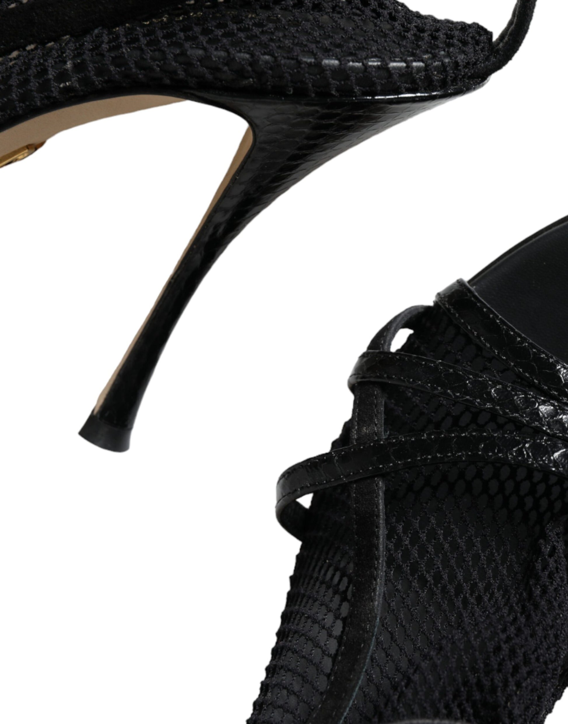 Dolce & Gabbana Black Mesh Stiletto Heels Sandals Shoes - ClickThatClicks 